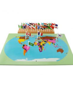 Carte du monde avec drapeaux - Géographie pour les enfants - Montessori